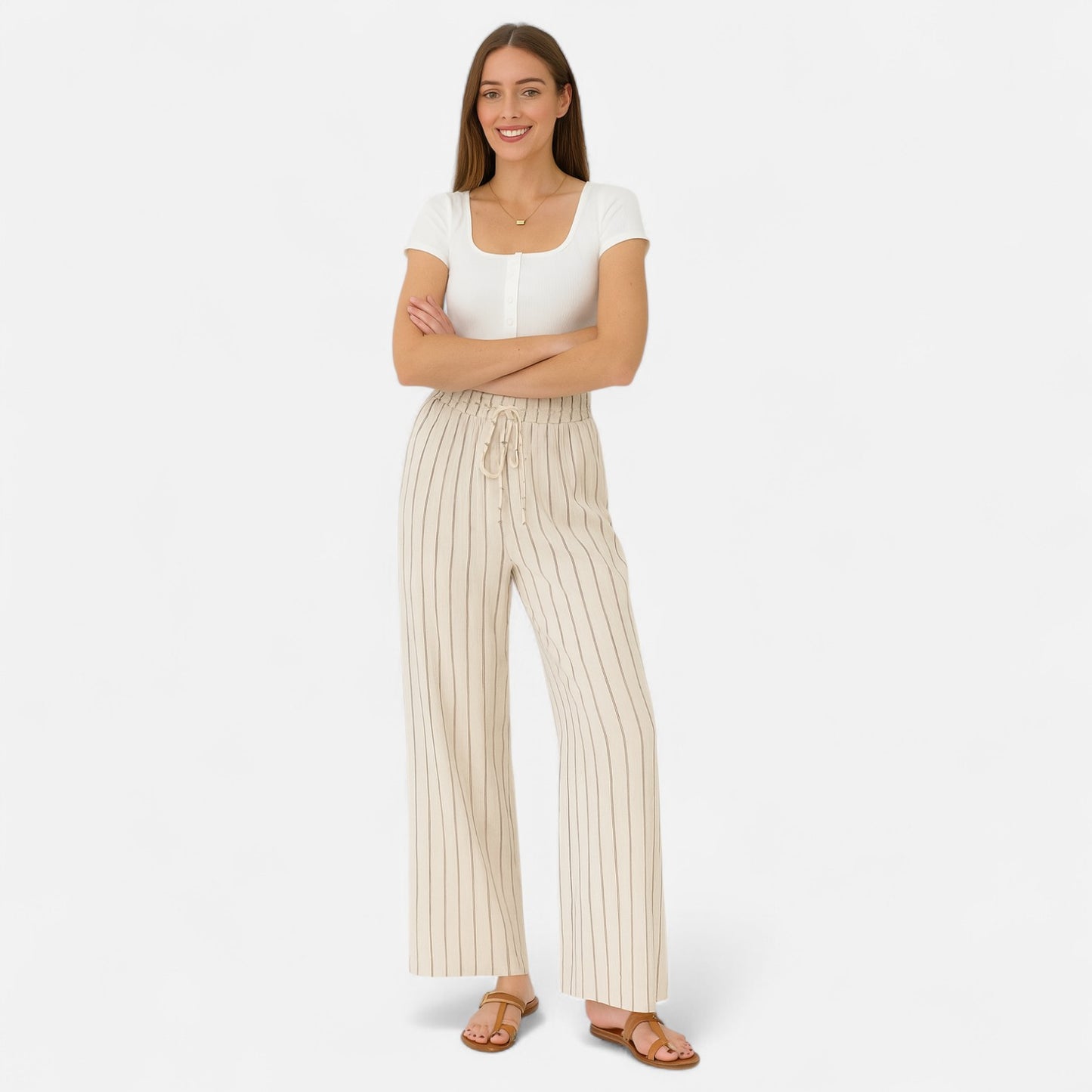 Mistrève | Pantalon Rayé Droit Femme – Élégance Décontractée au Charme Parisien