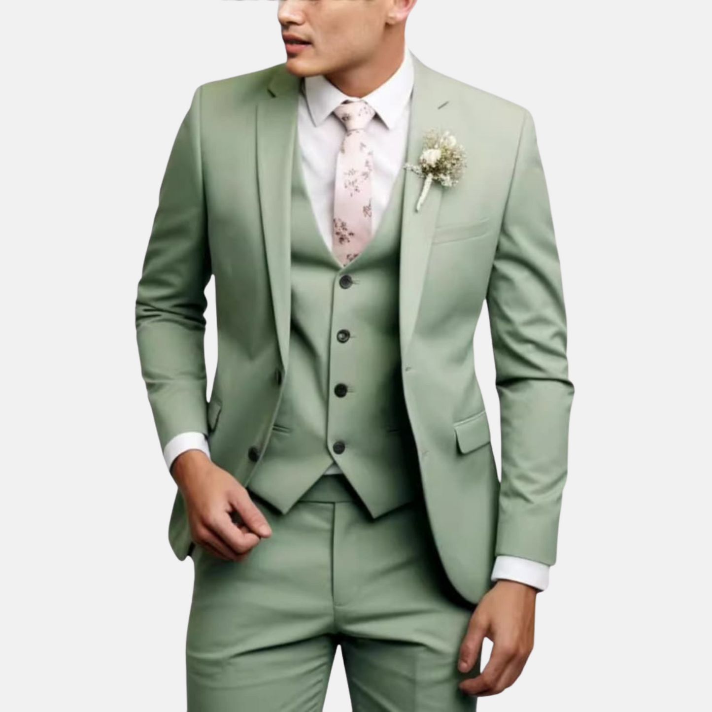 Mistrève | Costume Homme 3 Pièces Slim Fit avec Pantalon Ajusté & Revers Crantés – Élégance Formelle Intemporelle