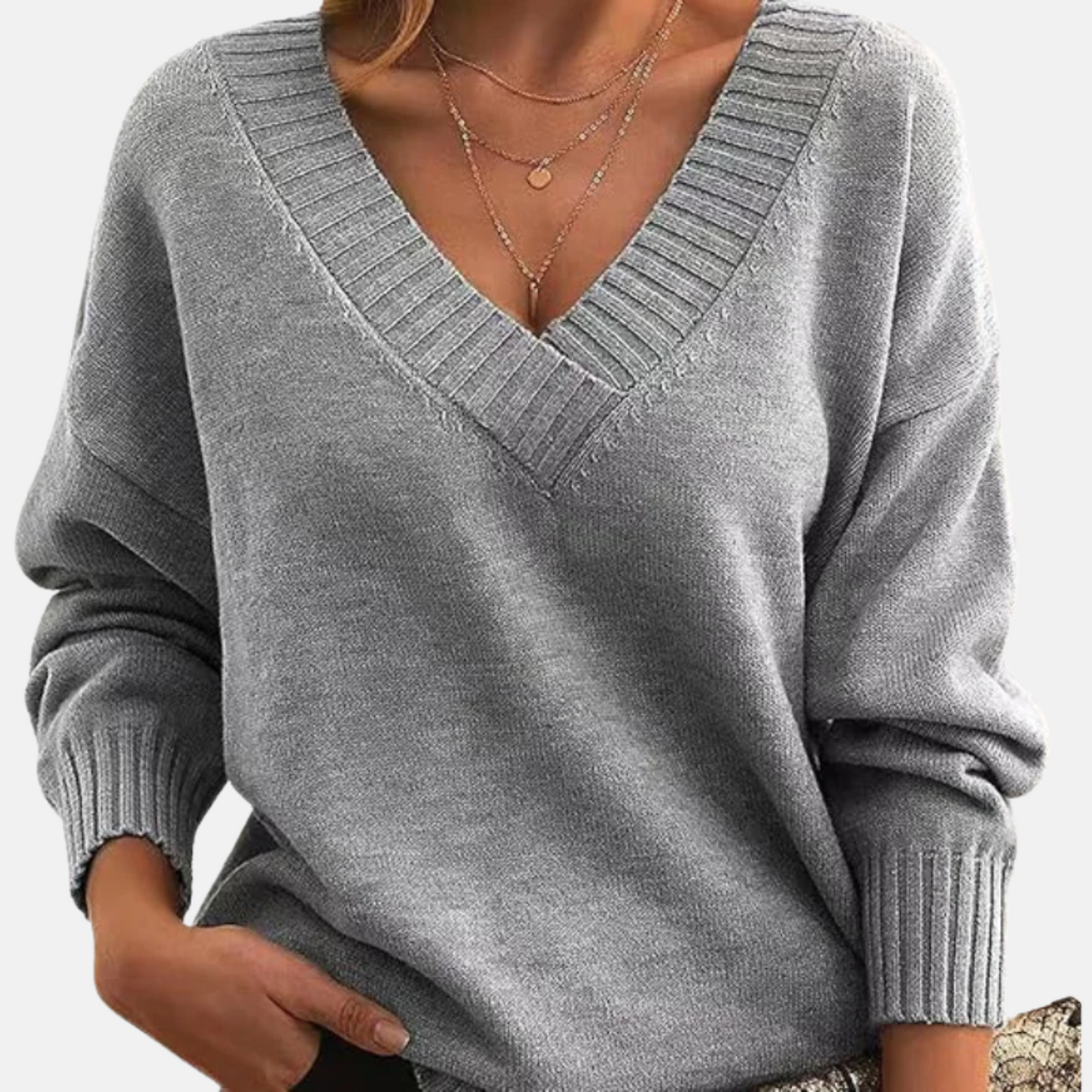 Mistrève | Pull Chic Col V Femme – Confort Doux & Élégance Quotidienne