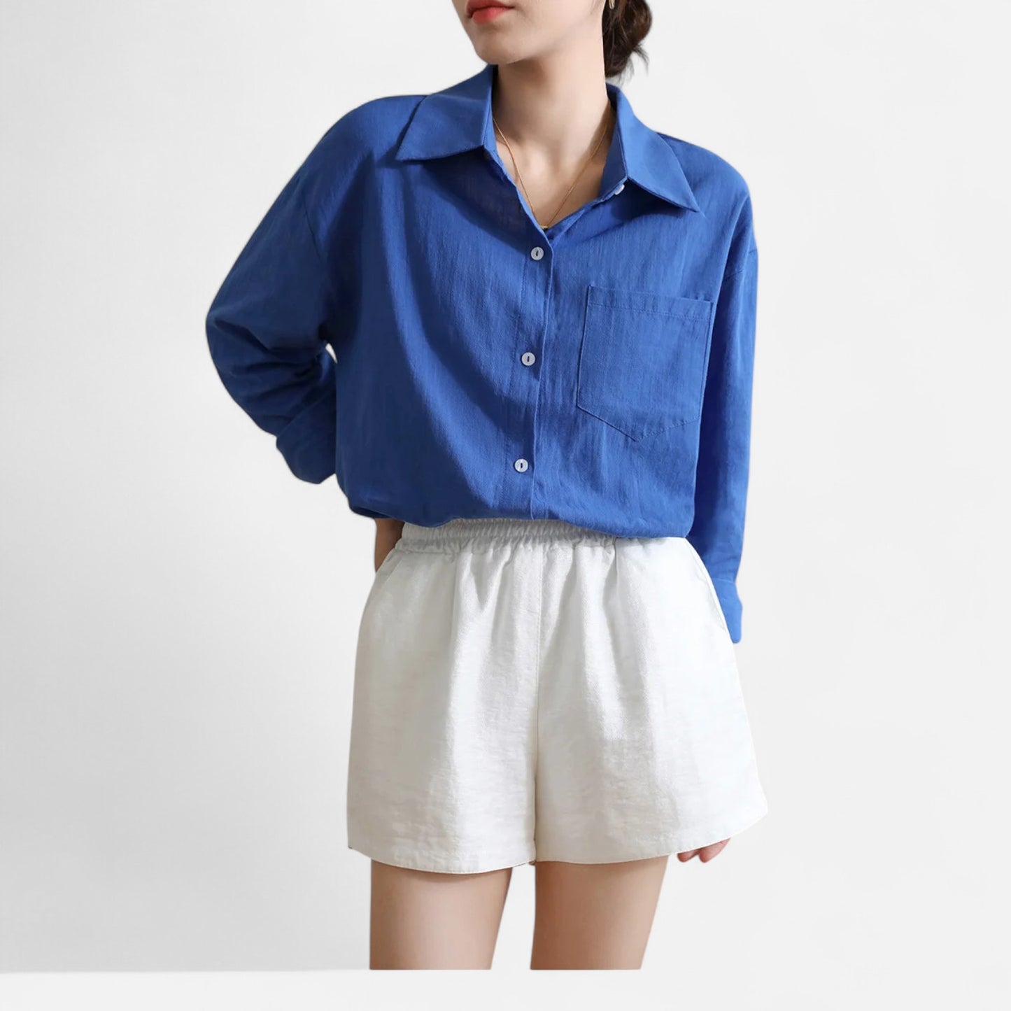 Mistrève | Chemise Femme Oversize en Coton Léger – Manche Longue Casual Élégante avec Poche