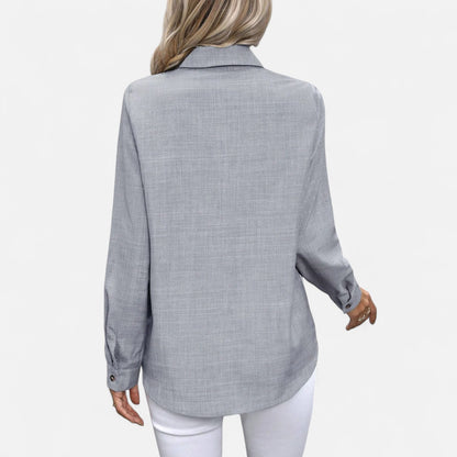 Mistrève | Chemise Femme Manche Longue à Col Revers – Casual Raffinée, Élégance Naturelle