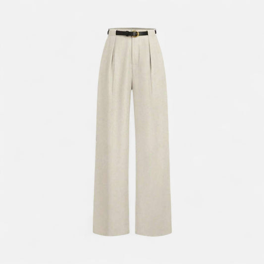 Mistrève | Pantalon Femme Coupe Droite Taille Mi‑Haute avec Ceinture – Parfait pour la Navette Quotidienne