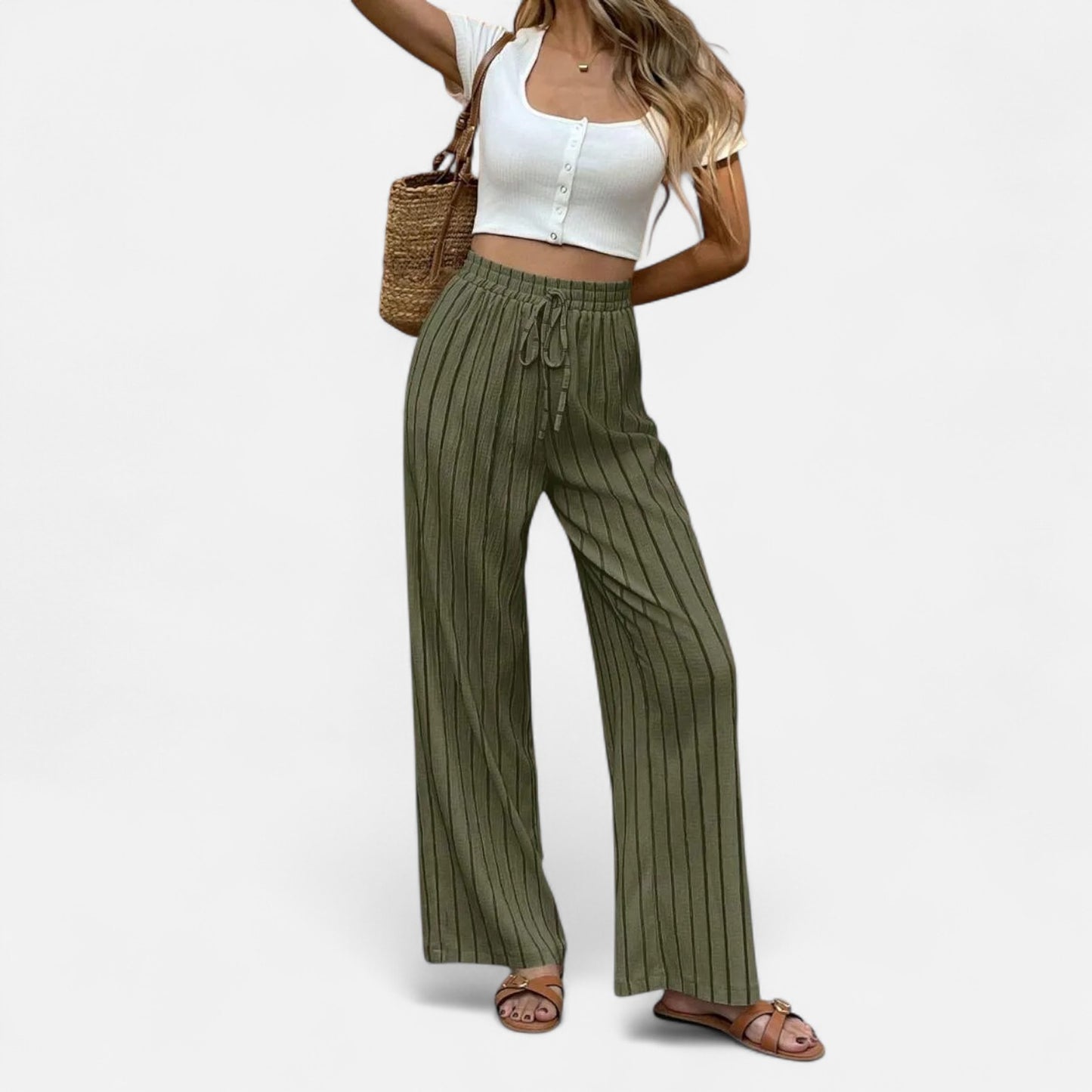 Mistrève | Pantalon Rayé Droit Femme – Élégance Décontractée au Charme Parisien