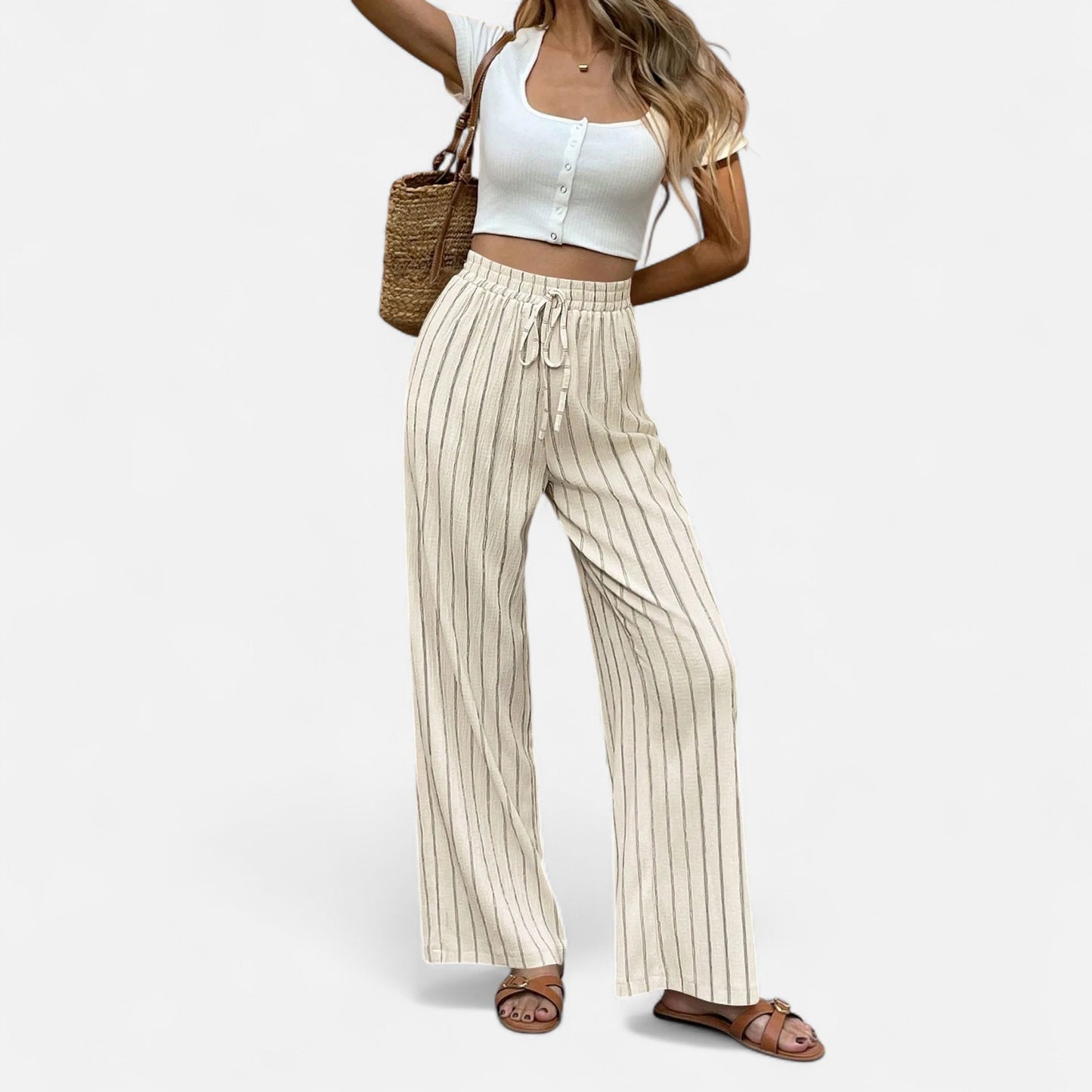 Mistrève | Pantalon Rayé Droit Femme – Élégance Décontractée au Charme Parisien