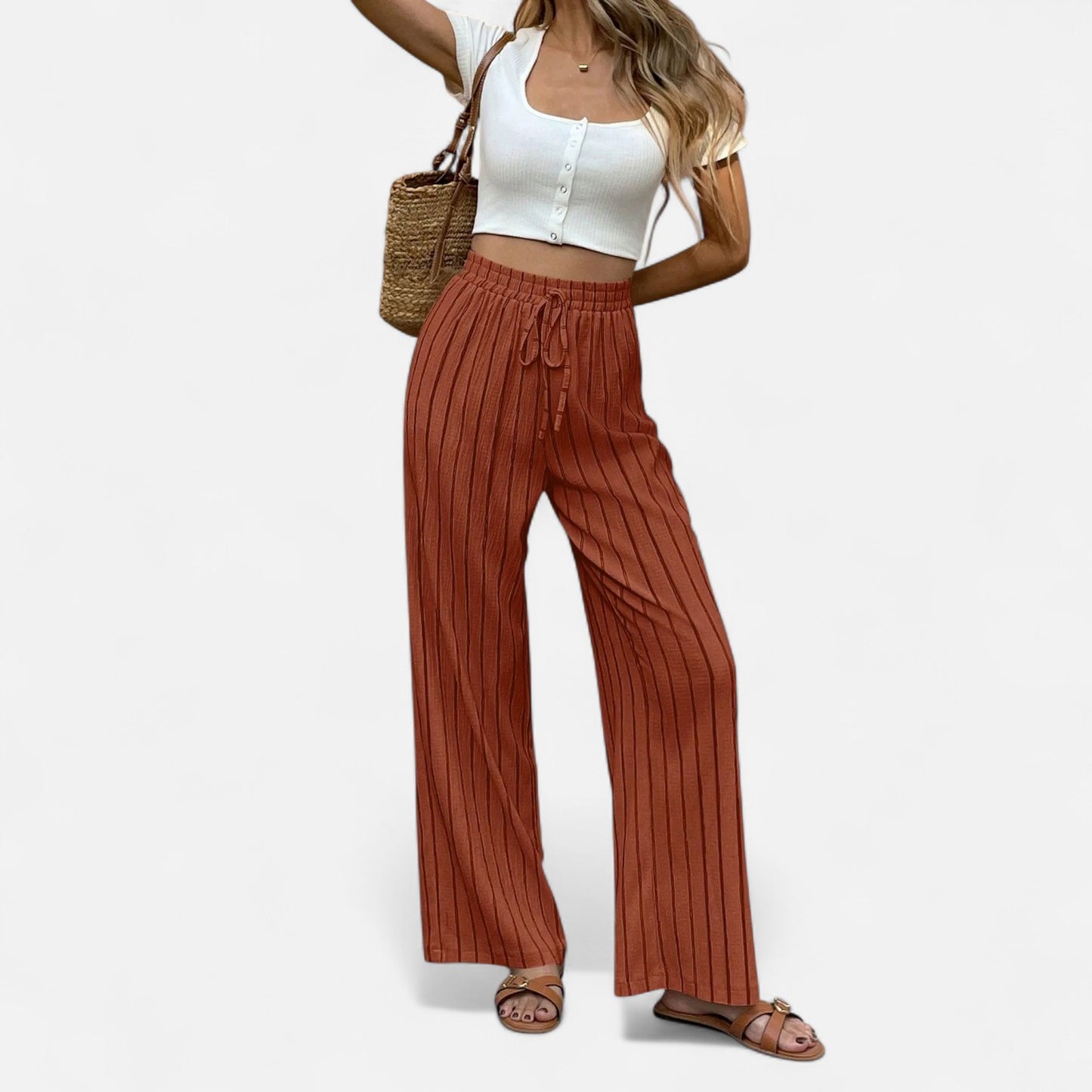 Mistrève | Pantalon Rayé Droit Femme – Élégance Décontractée au Charme Parisien