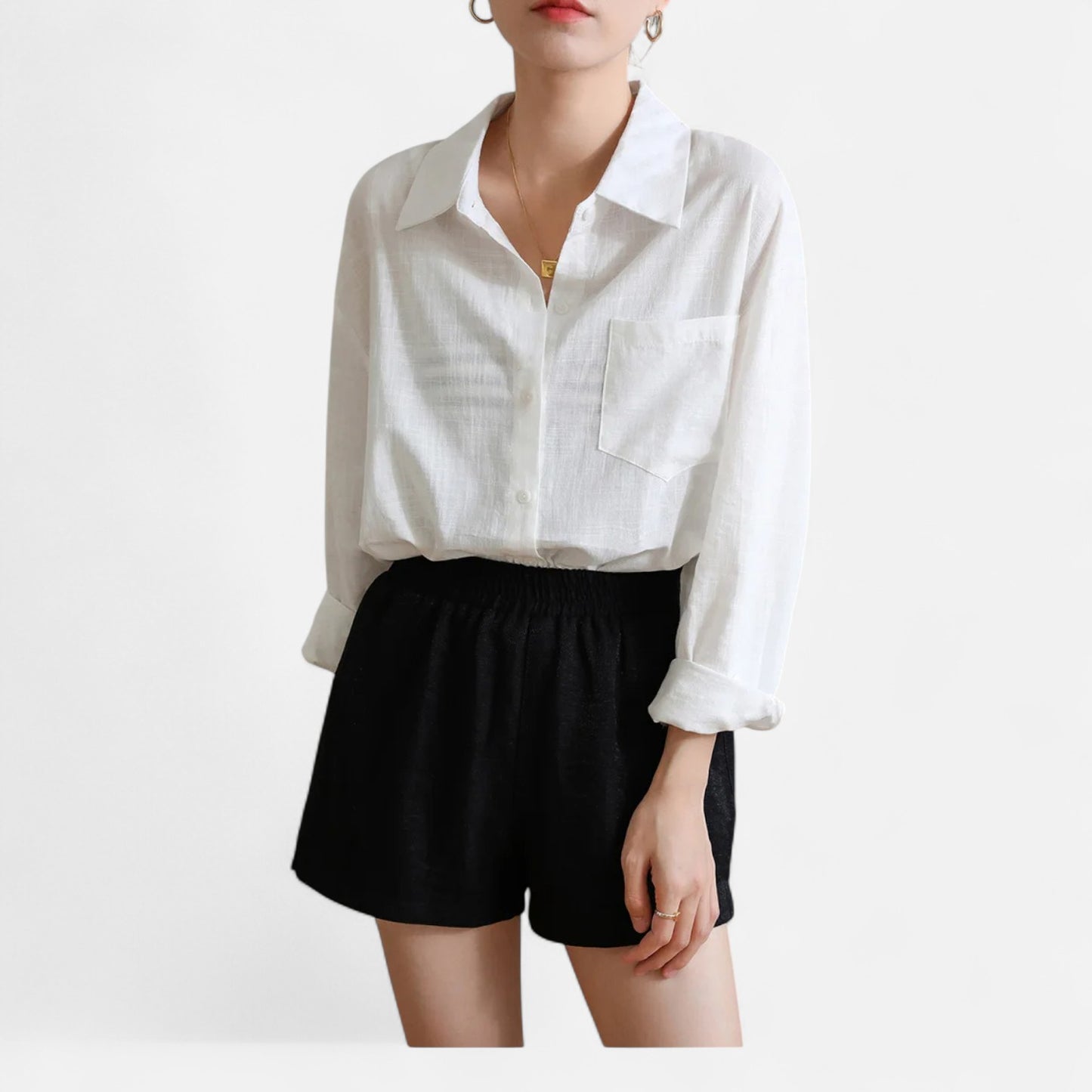 Mistrève | Chemise Femme Oversize en Coton Léger – Manche Longue Casual Élégante avec Poche