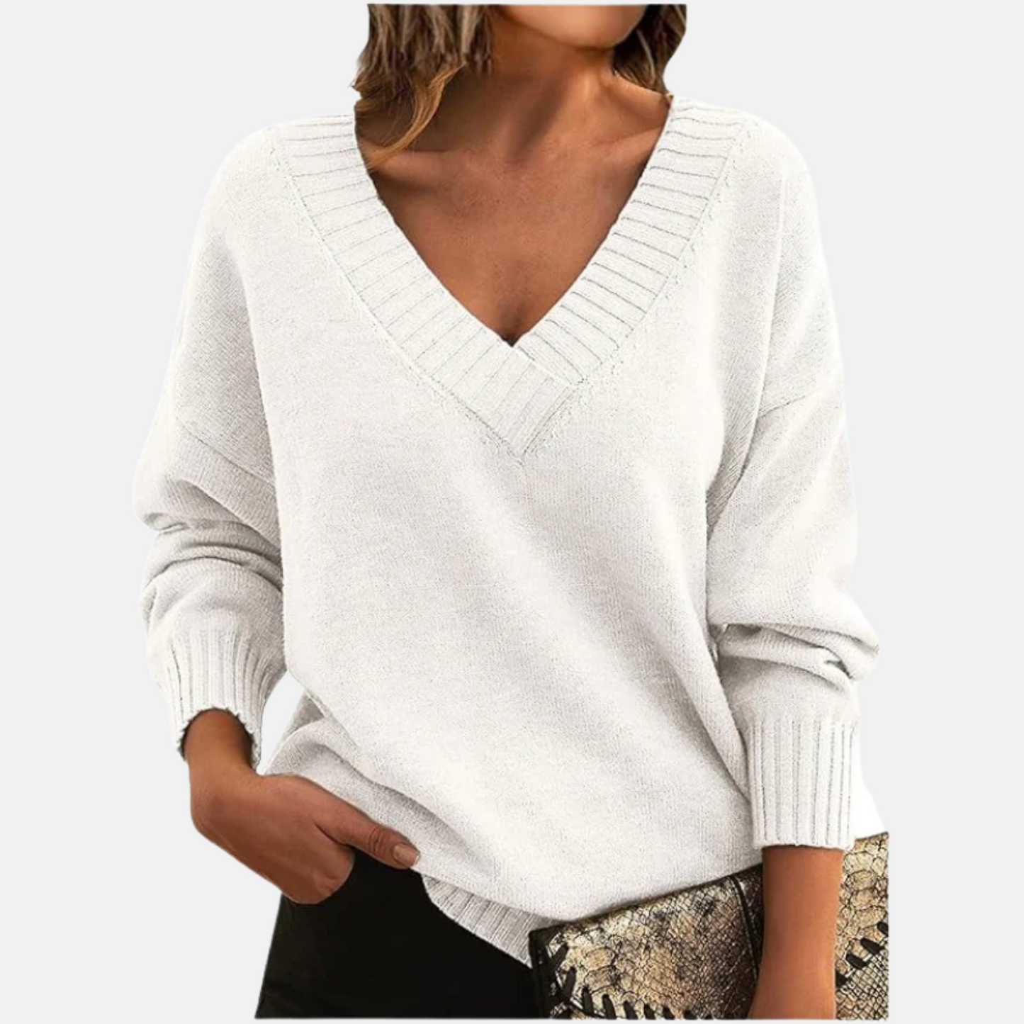 Mistrève | Pull Chic Col V Femme – Confort Doux & Élégance Quotidienne