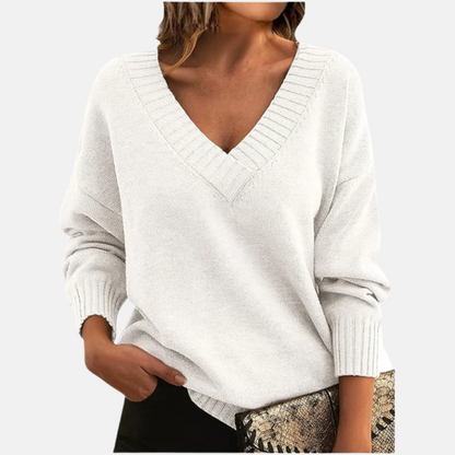 Mistrève | Pull Chic Col V Femme – Confort Doux & Élégance Quotidienne