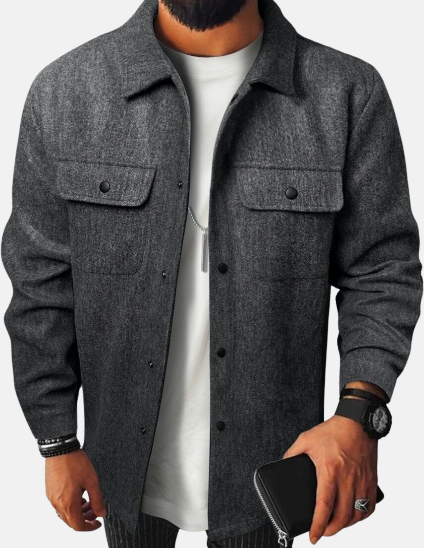 Mistrève | Surchemise Homme Boutonnée à Poches – Style Décontracté et Chaleur Moderne