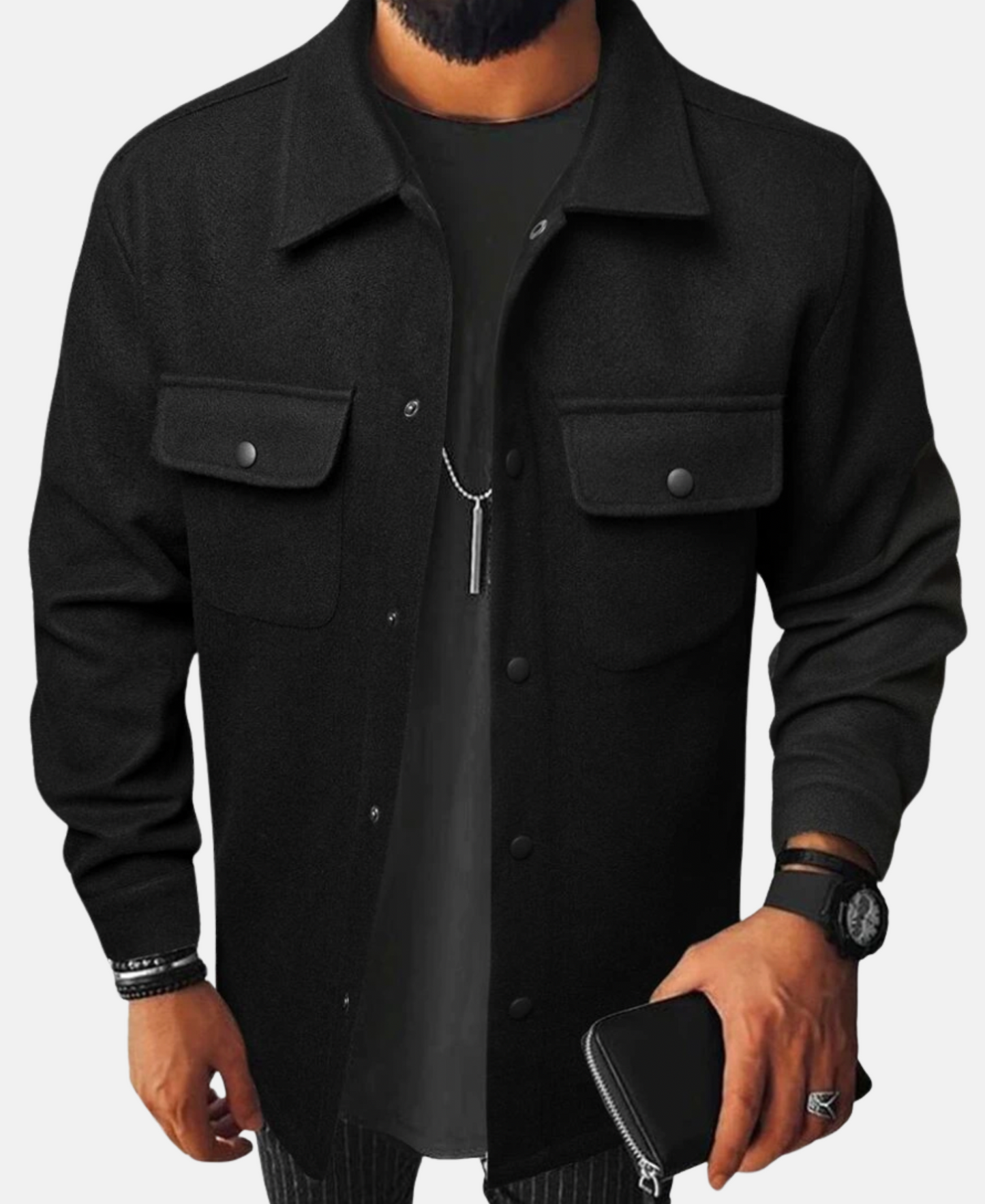 Mistrève | Surchemise Homme Boutonnée à Poches – Style Décontracté et Chaleur Moderne