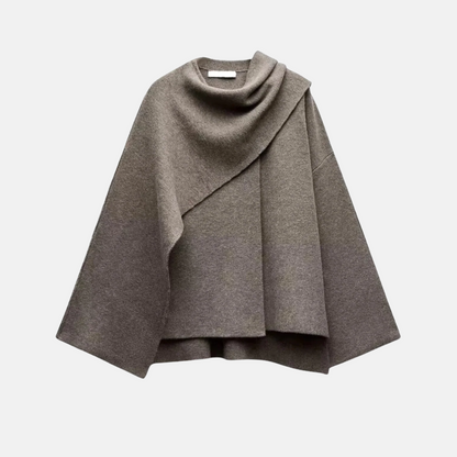 Mistrève | Cape en laine pour femme – Col roulé drapé