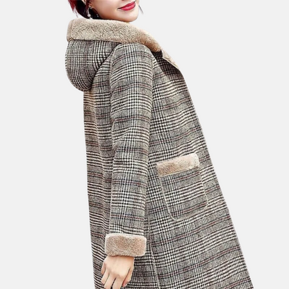 Mistrève | Manteau Femme Hiver Doublé Laine – Élégance Plaid & Chaleur Confortable