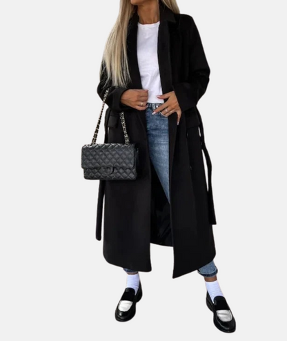 Mistrève | Manteau Long Femme Élégant Ceinturé Double-Boutonnage – Chaleur Classique et Raffinement Hivernal