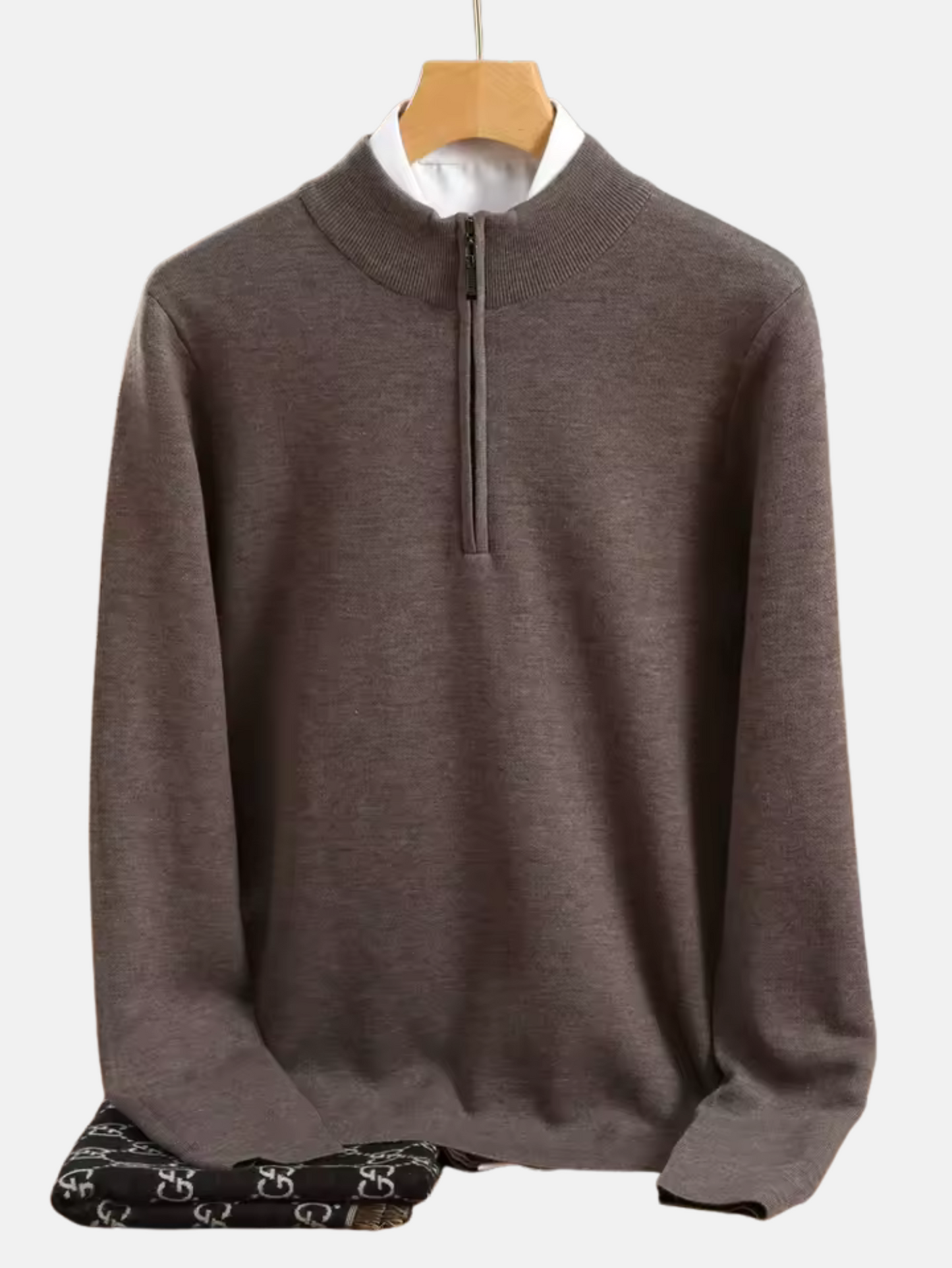 Mistrève | Pull Homme en Laine Mérinos – Demi-Col Zippé & Confort Business Décontracté