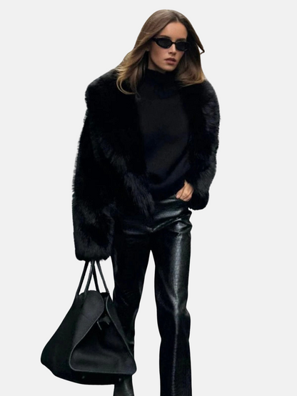 Mistrève | Veste Noire Luxe en Fourrure –  Confort Hivernal