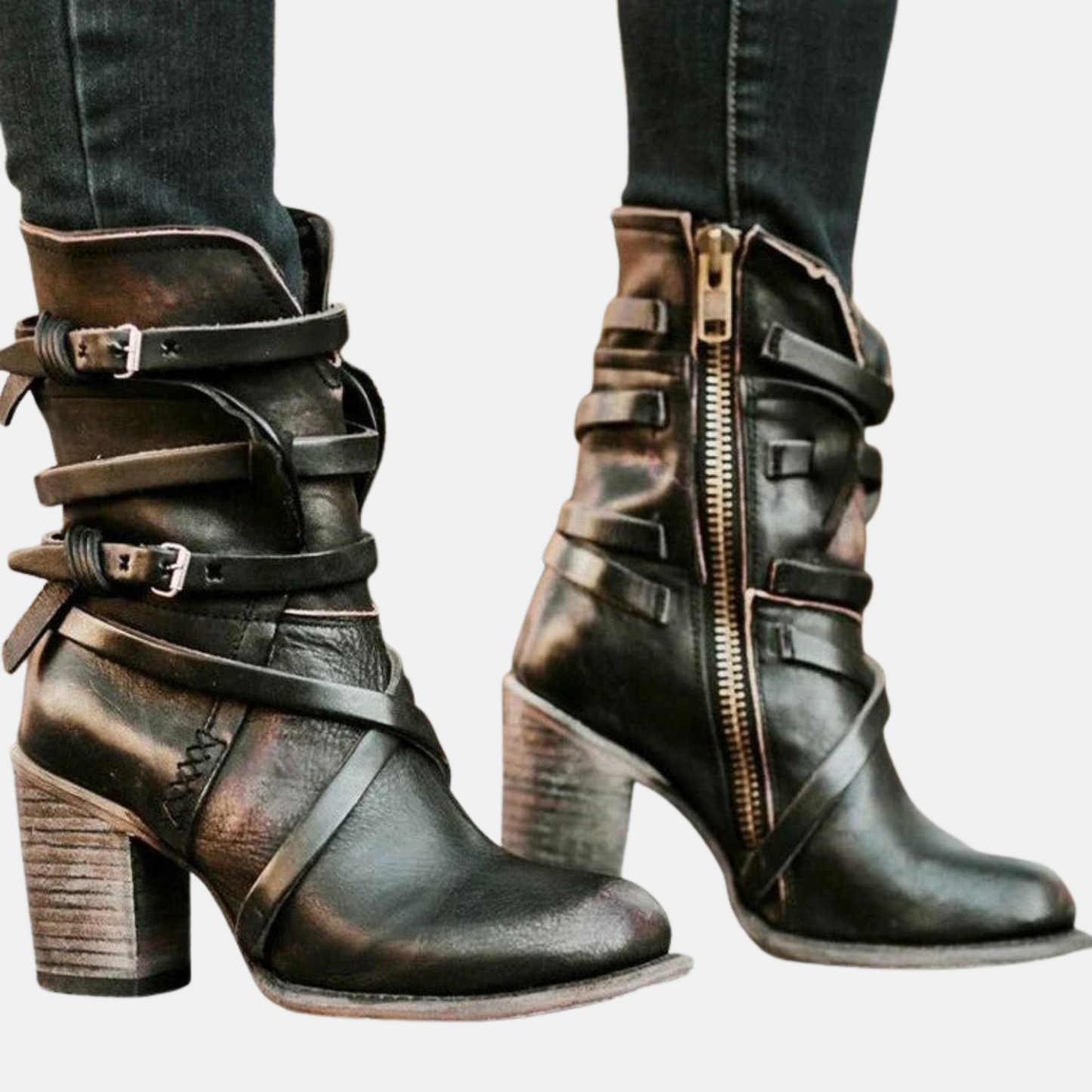 Mistrève | Bottes Femme Mi-Mollet à Boucles Vintage – Style Intemporel et Élégance Quotidienne