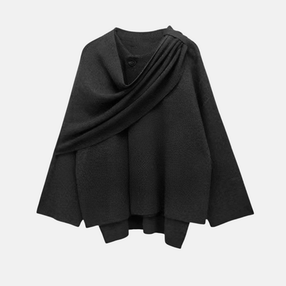 Mistrève | Cape en laine pour femme – Col roulé drapé