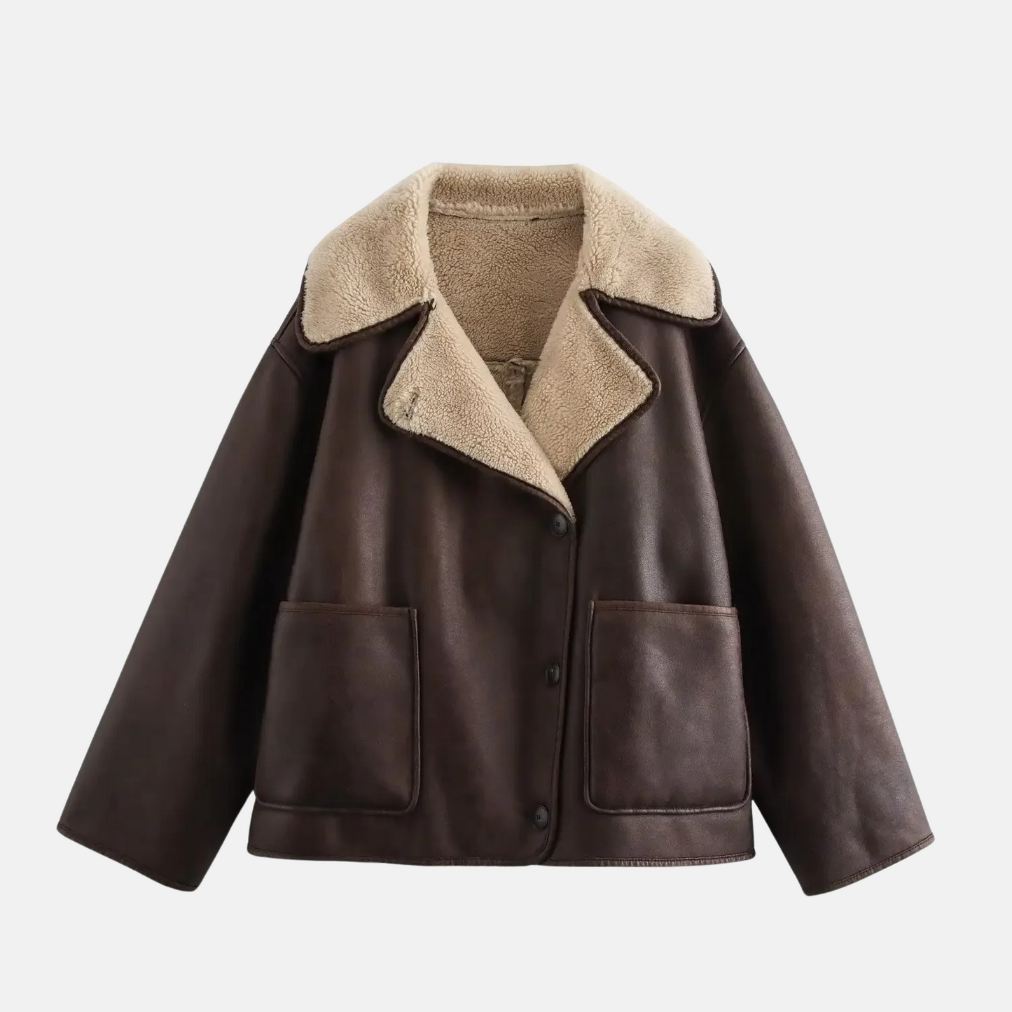 Mistrève | Manteau Femme Oversize Cuir & Fourrure – Chaleur Élégante Hiver