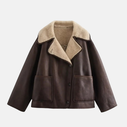 Mistrève | Manteau Femme Oversize Cuir & Fourrure – Chaleur Élégante Hiver