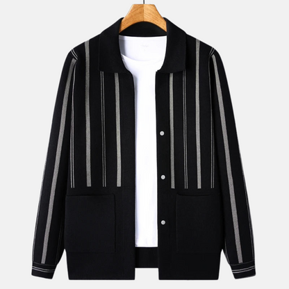 Mistrève | Cardigan Homme en Laine Premium – Élégance Rayée et Confort Intemporel
