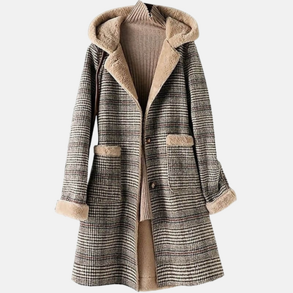 Mistrève | Manteau Femme Hiver Doublé Laine – Élégance Plaid & Chaleur Confortable