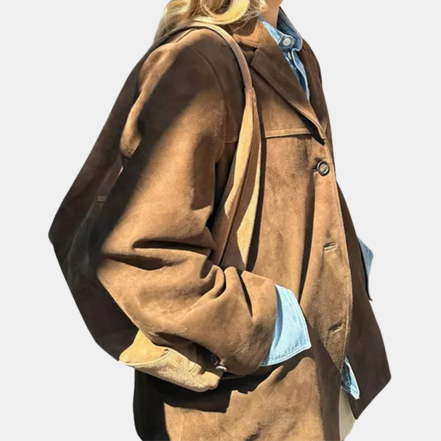 Mistrève | Veste en Daim Marron – Élégance Classique et Intemporelle