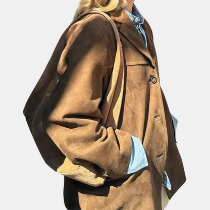 Mistrève | Veste en Daim Marron – Élégance Classique et Intemporelle