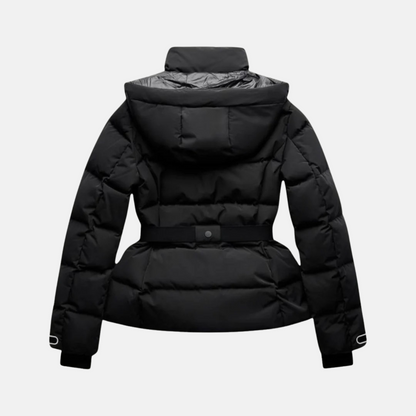 Mistrève | Manteau de ski ceinturé noir femme – Élégance et chaleur pour l’hiver