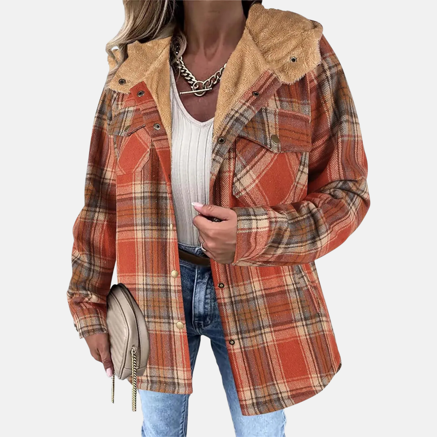 Mistrève | Veste Femme à Carreaux Doublée Sherpa – Chaleur Rustique et Style Intemporel
