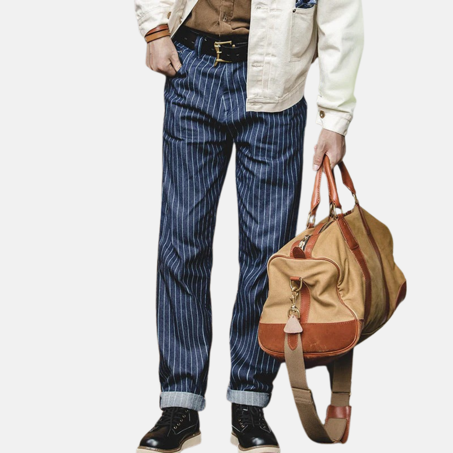 Mistrève | Jean en Denim Brut à Rayures – Vintage & Style Authentique