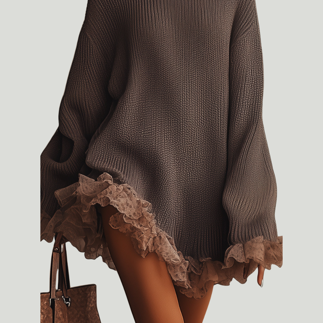 Maureen | Robe pull à volants — Douce, chaude & romantique