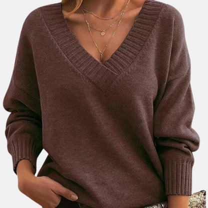 Mistrève | Pull Chic Col V Femme – Confort Doux & Élégance Quotidienne