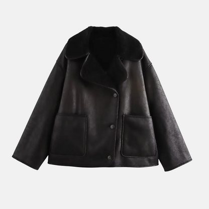 Mistrève | Manteau Femme Oversize Cuir & Fourrure – Chaleur Élégante Hiver