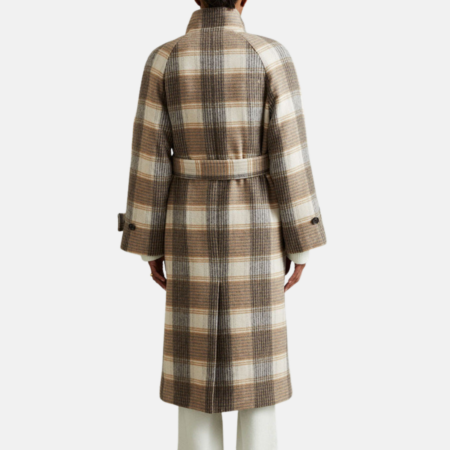 Mistrève | Manteau Trench Femme en Laine Mélangée à Carreaux – Élégance Oversize & Double-Boutonnage