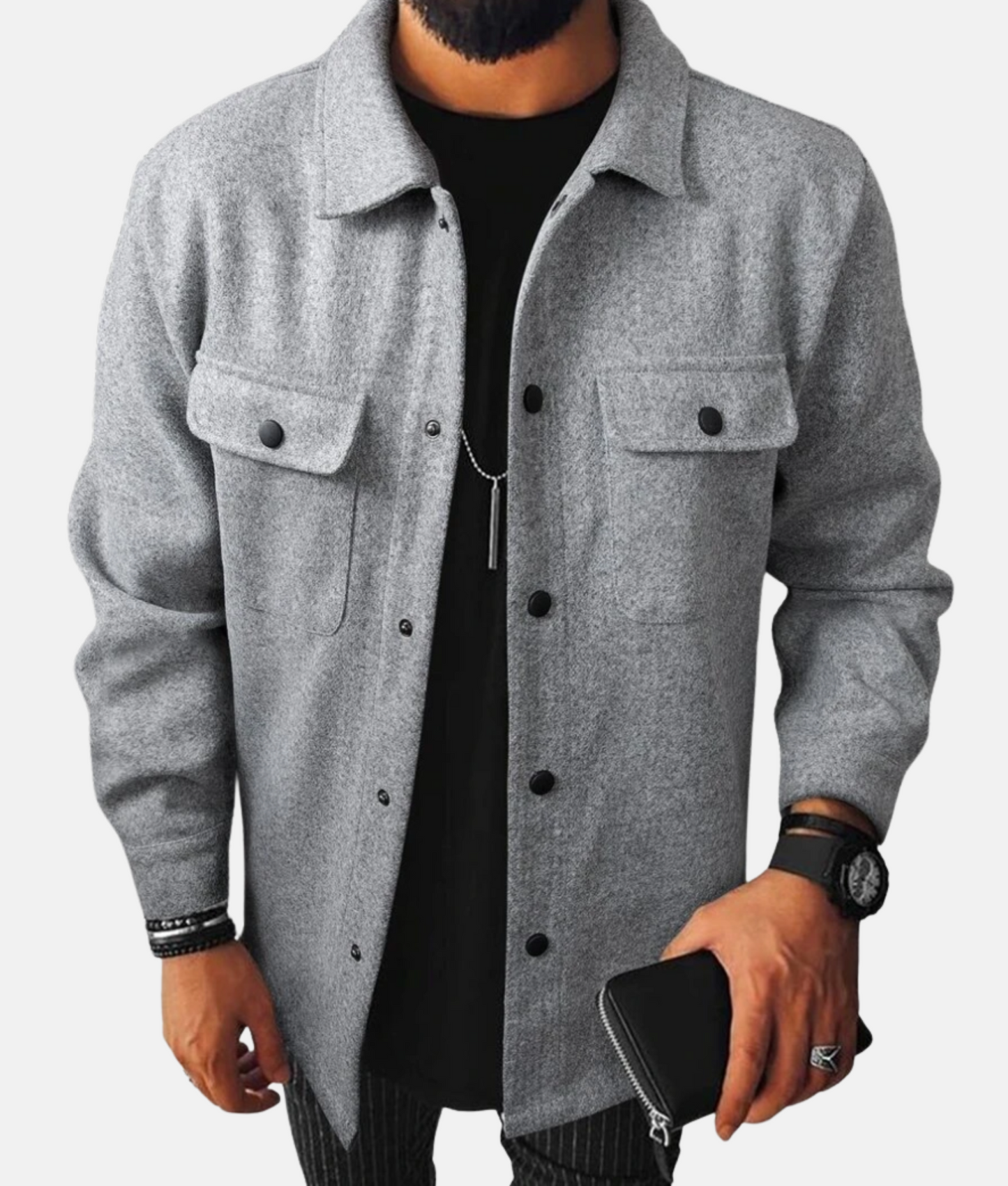 Mistrève | Surchemise Homme Boutonnée à Poches – Style Décontracté et Chaleur Moderne