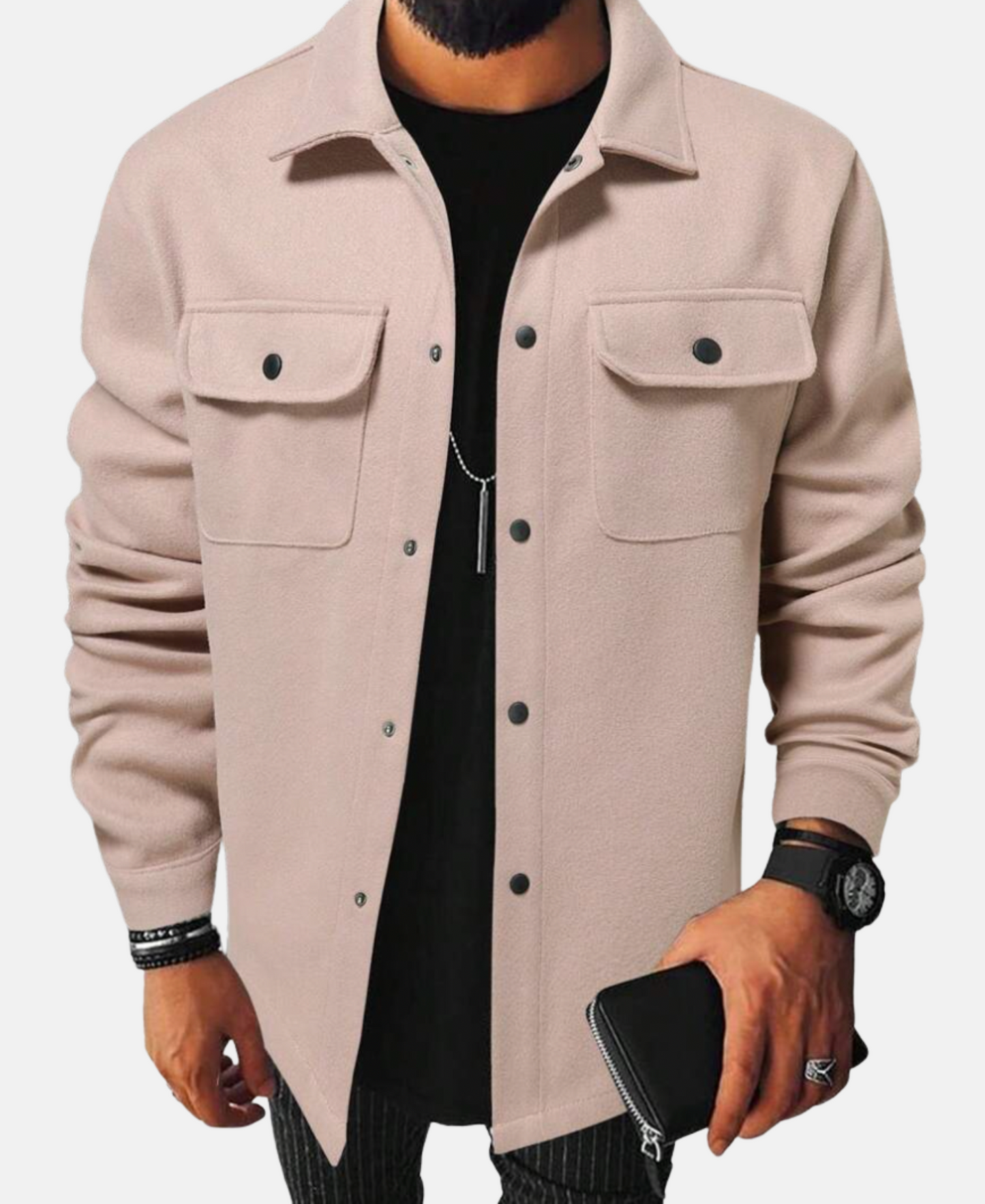 Mistrève | Surchemise Homme Boutonnée à Poches – Style Décontracté et Chaleur Moderne