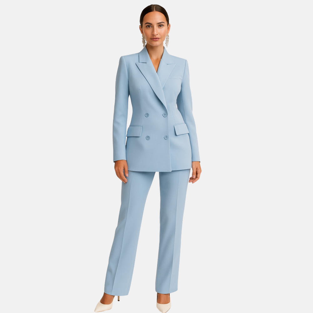 Mistrève | Ensemble Femme Blazer Double Boutonnage et Pantalon Large – Élégance Formelle et Allure Sophistiquée