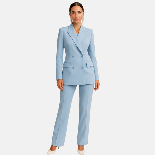 Mistrève | Ensemble Femme Blazer Double Boutonnage et Pantalon Large – Élégance Formelle et Allure Sophistiquée