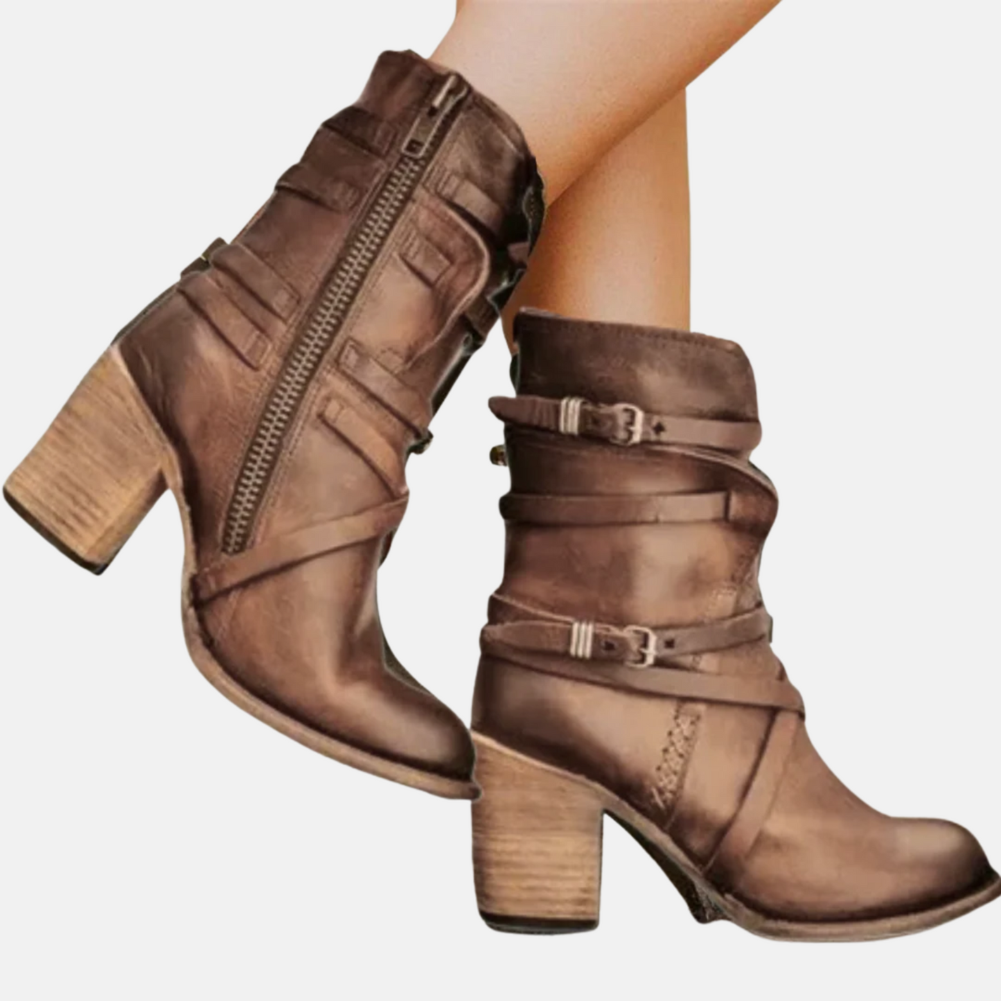 Mistrève | Bottes Femme Mi-Mollet à Boucles Vintage – Style Intemporel et Élégance Quotidienne