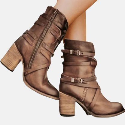 Mistrève | Bottes Femme Mi-Mollet à Boucles Vintage – Style Intemporel et Élégance Quotidienne
