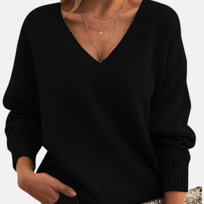 Mistrève | Pull Chic Col V Femme – Confort Doux & Élégance Quotidienne