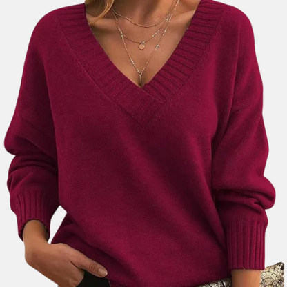 Mistrève | Pull Chic Col V Femme – Confort Doux & Élégance Quotidienne