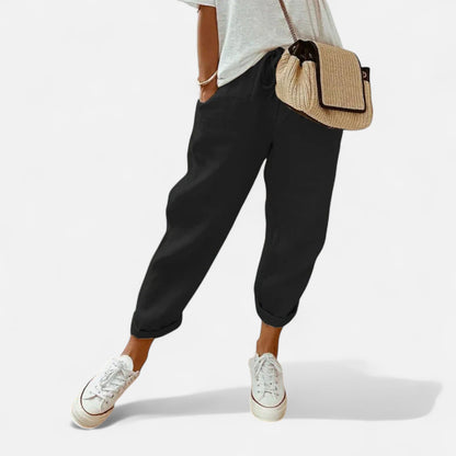 Mistrève | Pantalon Femme Lin & Coton – Taille Mi-Haute, Léger & Élégant pour l'Été
