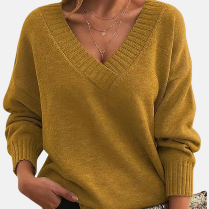 Mistrève | Pull Chic Col V Femme – Confort Doux & Élégance Quotidienne