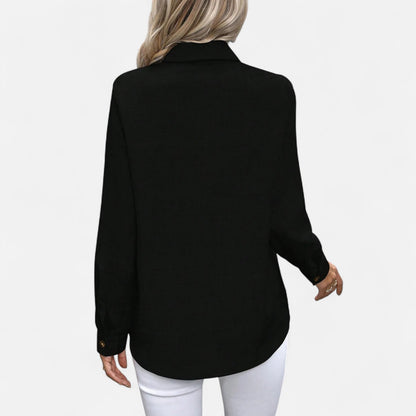 Mistrève | Chemise Femme Manche Longue à Col Revers – Casual Raffinée, Élégance Naturelle