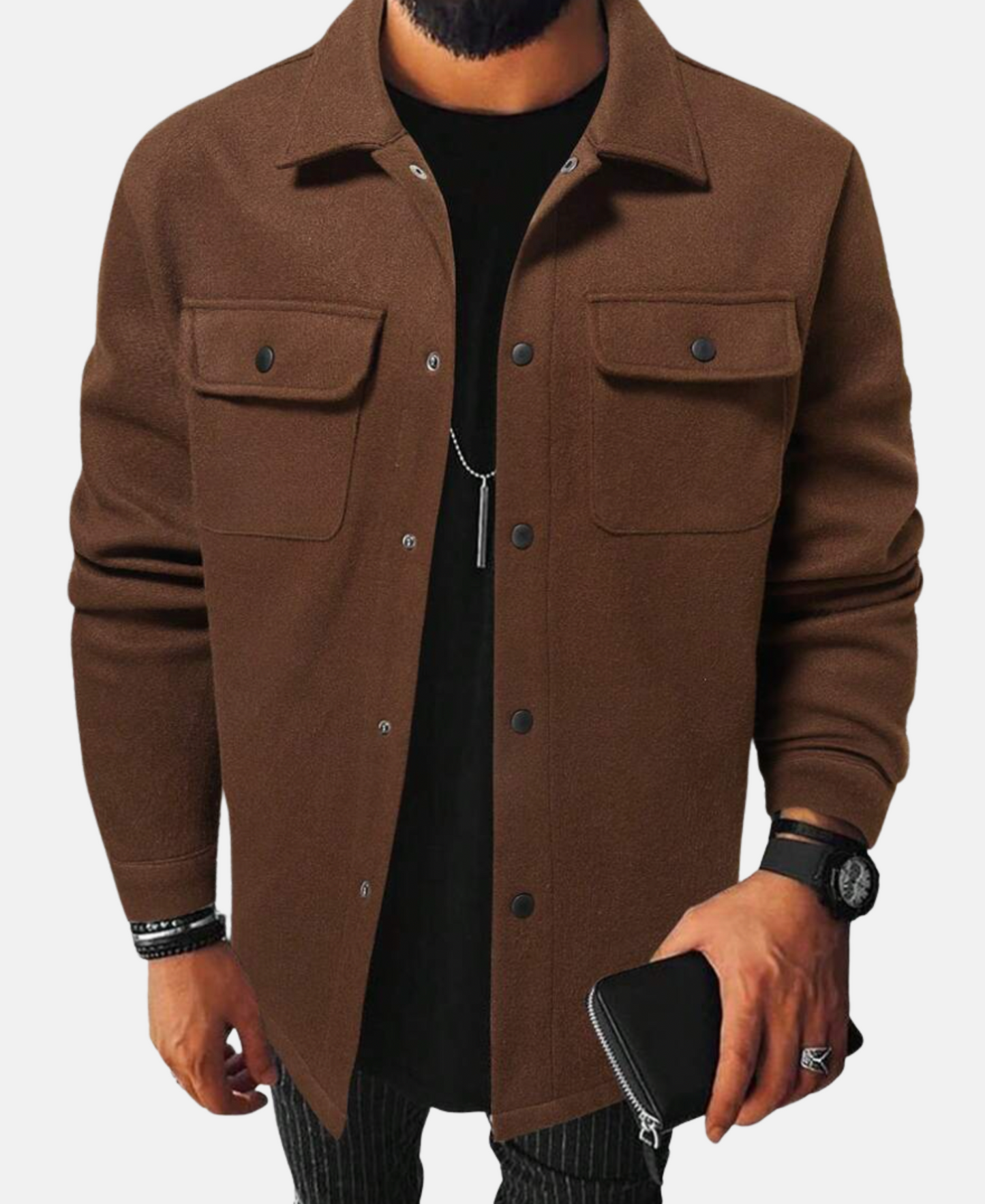 Mistrève | Surchemise Homme Boutonnée à Poches – Style Décontracté et Chaleur Moderne