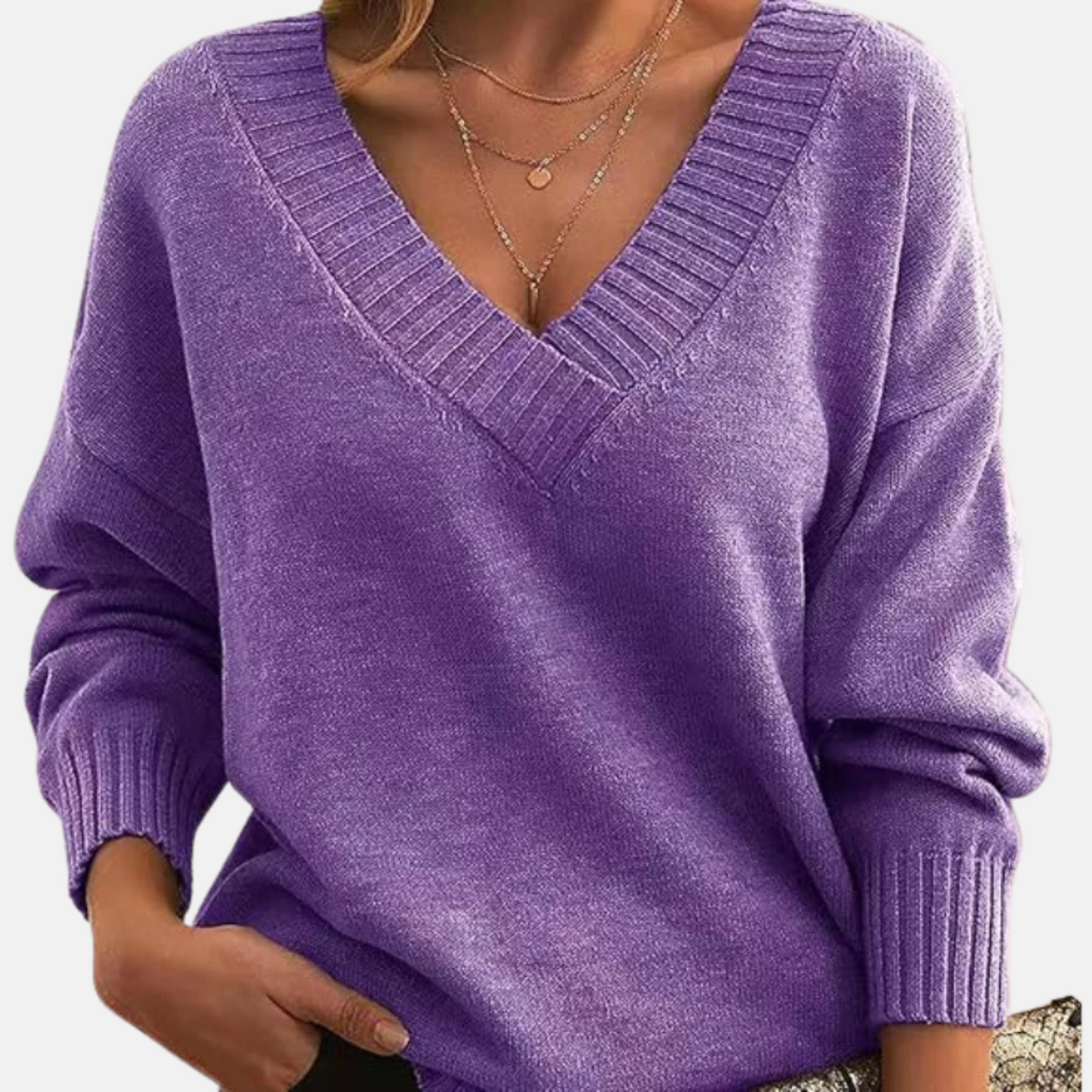 Mistrève | Pull Chic Col V Femme – Confort Doux & Élégance Quotidienne