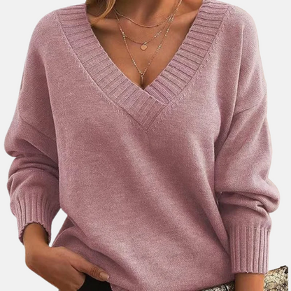 Mistrève | Pull Chic Col V Femme – Confort Doux & Élégance Quotidienne