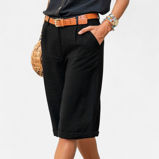 Mistrève | Short Femme Lin & Coton – Élégance Structurée, Fraîcheur Naturelle