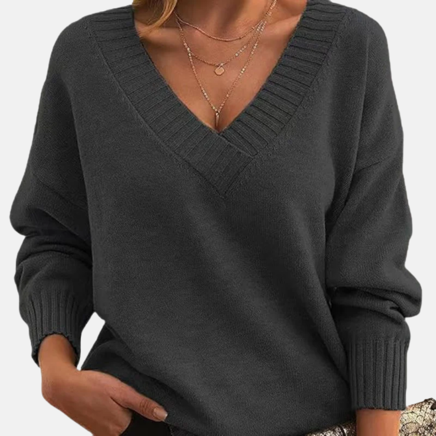 Mistrève | Pull Chic Col V Femme – Confort Doux & Élégance Quotidienne